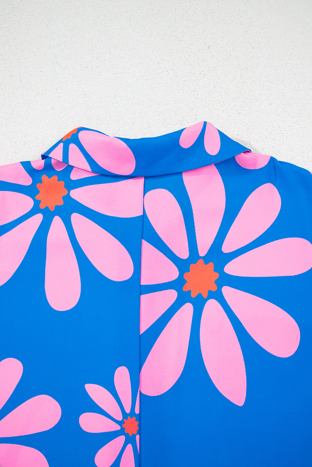 Blue Summer Flower Print Shirt Collar Button Front Loose Romper Jumpsuits & Rompers JT's Designer Fashion