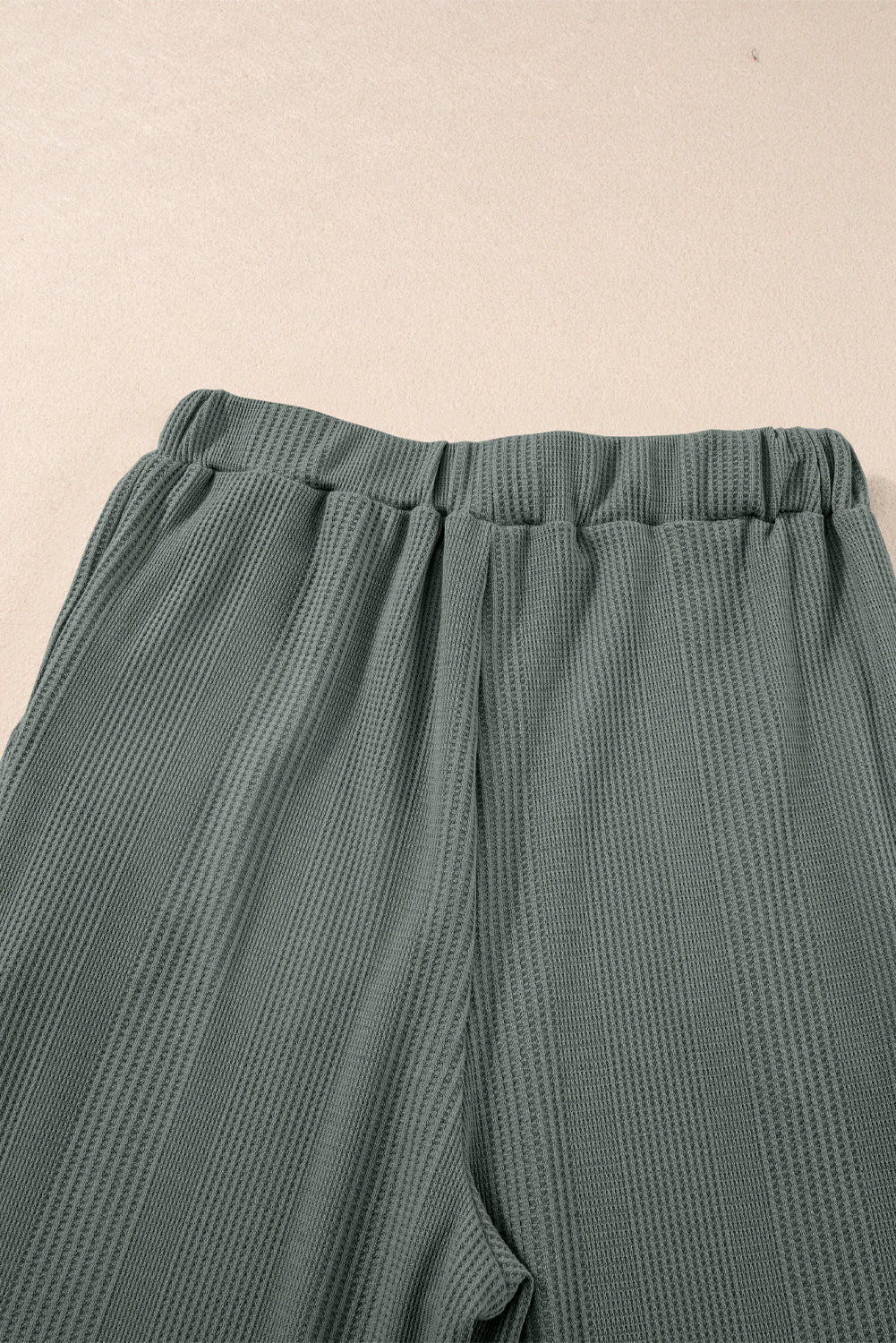 Duffel Green Solid Color Ribbed Ruffle Tank Top and Pants Set Pant Sets JT's Designer Fashion