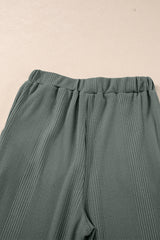 Duffel Green Solid Color Ribbed Ruffle Tank Top and Pants Set Pant Sets JT's Designer Fashion