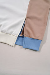 Sky Blue Ribbed Detail Color Block Sleeve Baggy Sweatshirt Sweatshirts & Hoodies JT's Designer Fashion