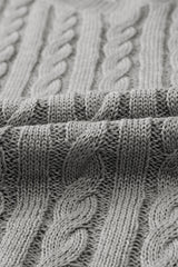 Gray Crew Neck Cable Knit Short Sleeve Sweater Sweaters & Cardigans JT's Designer Fashion