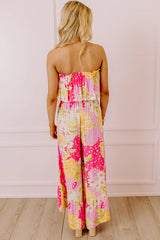 Multicolour Floral Print Ruffled High Waist Tube Top Loose Jumpsuit Jumpsuits & Rompers JT's Designer Fashion