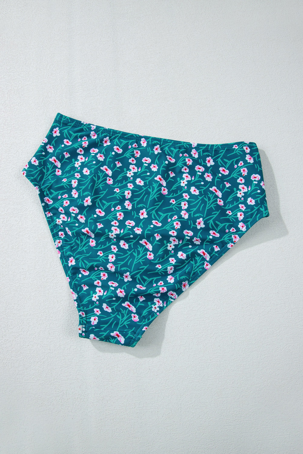 Blue Floral Print Smocked Cute Bikini Set Bikinis JT's Designer Fashion