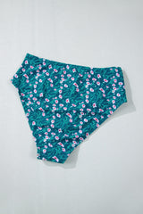 Blue Floral Print Smocked Cute Bikini Set Bikinis JT's Designer Fashion