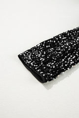 Black Sequined Open Front Cropped Jacket Jackets JT's Designer Fashion
