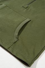 Moss Green Solid Kangaroo Pocket Half Zipper Oversized Hoodie Sweatshirts & Hoodies JT's Designer Fashion