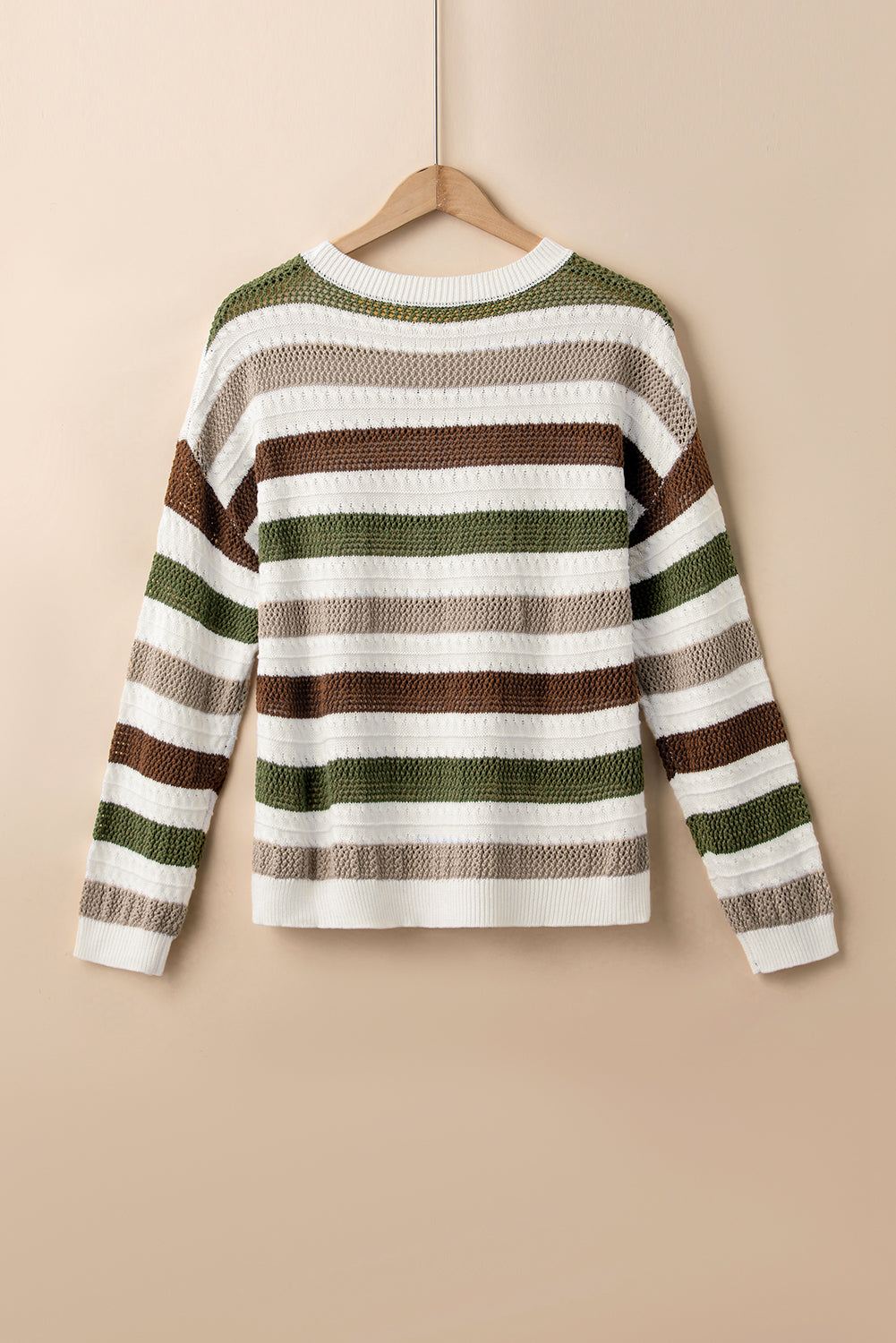 Stripe Crochet Hollow out Knit Sweater Sweaters & Cardigans JT's Designer Fashion
