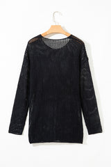 Black Crochet Hollow-out Jumper Top Sweater Sweaters JT's Designer Fashion