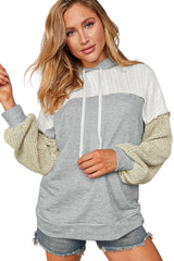 Gray Colorblock Patchwork Pullover Hoodie Sweatshirts & Hoodies JT's Designer Fashion