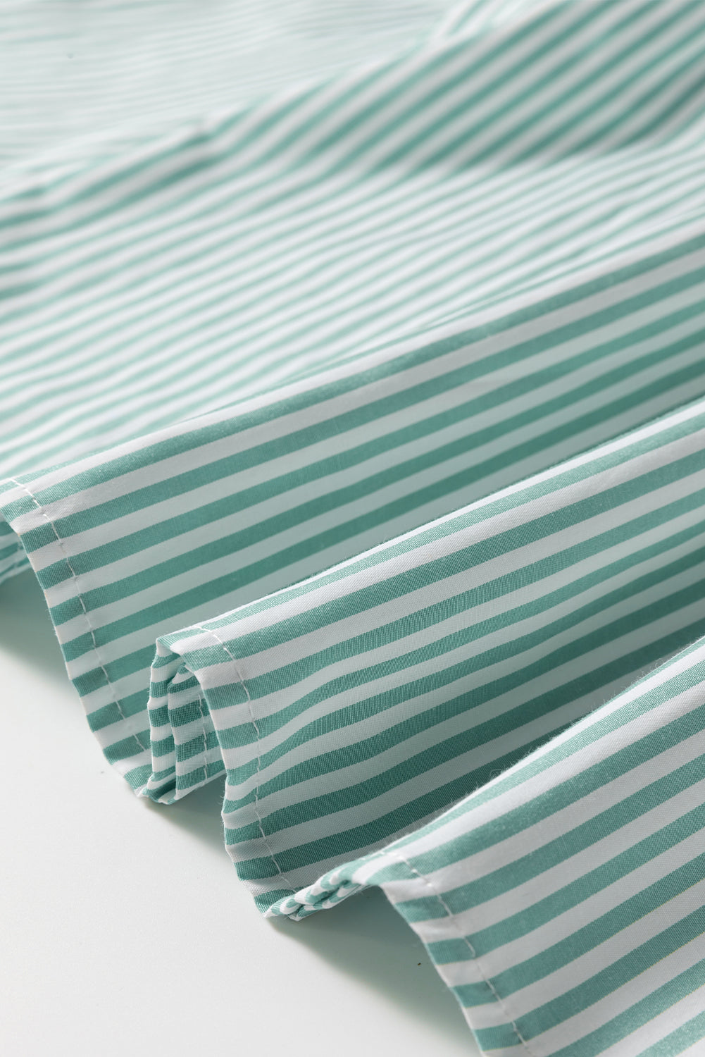 Green Stripe V Neck Roll Up Sleeve Pocket Patched Classic Shirt Blouses & Shirts JT's Designer Fashion