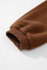 Brown Half Zip Fleece Pullover Sweatshirt Sweatshirts & Hoodies JT's Designer Fashion