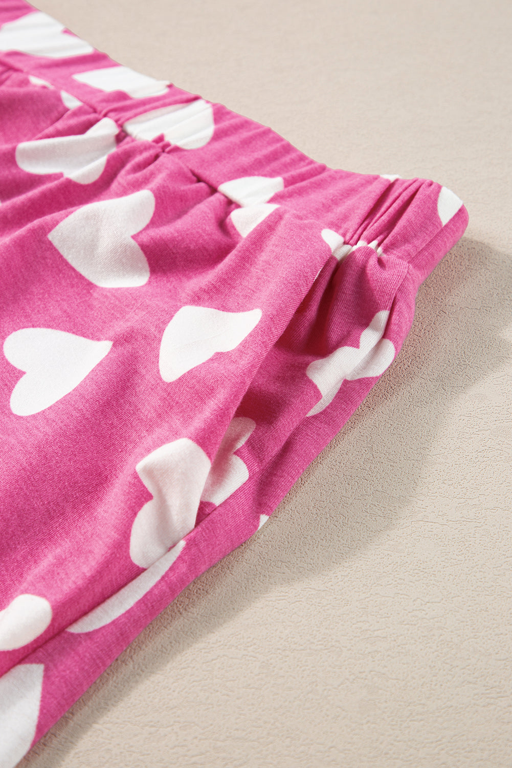 Pink Valentine Heart Shape Print Long Sleeve Top Shorts Lounge Set Short Sets JT's Designer Fashion