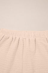 Apricot Textured V Neck T Shirt and Shorts Set Short Sets JT's Designer Fashion