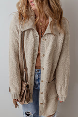 Jet Stream Collared Drop Shoulder Button Up Cardigan with Pocket Cardigans JT's Designer Fashion