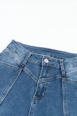 Blue High Waist Seam Stitching Pocket Flare Jeans Jeans JT's Designer Fashion