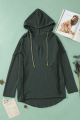 Gray Exposed Seam Raw Edge Hoodie with Pockets Sweatshirts & Hoodies JT's Designer Fashion