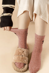 Gossamer Pink Bowknot Detail Ribbed Winter Stockings Socks JT's Designer Fashion