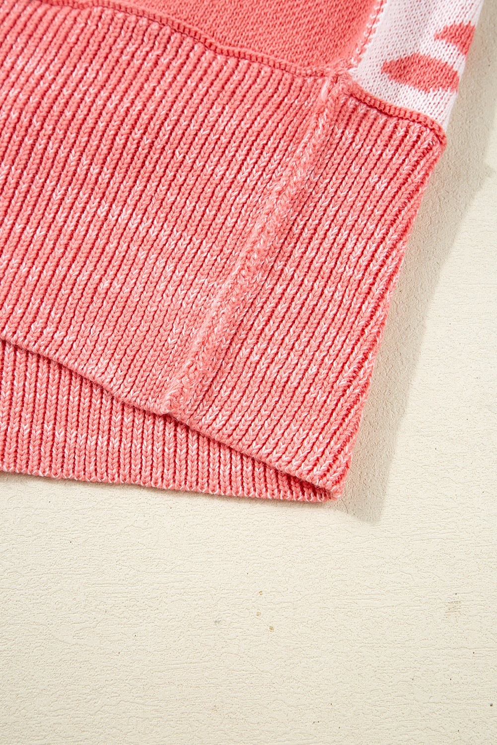 Pink Candycane Snowflake Checker Christmas Holiday Drop Shoulder Tunic Loose Sweater Sweaters JT's Designer Fashion