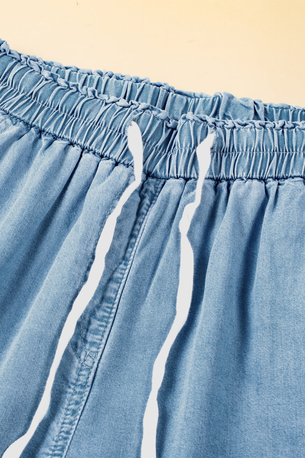 Sky Blue Drawstring High Waist Cargo Pocket Wide Leg Jeans Jeans JT's Designer Fashion