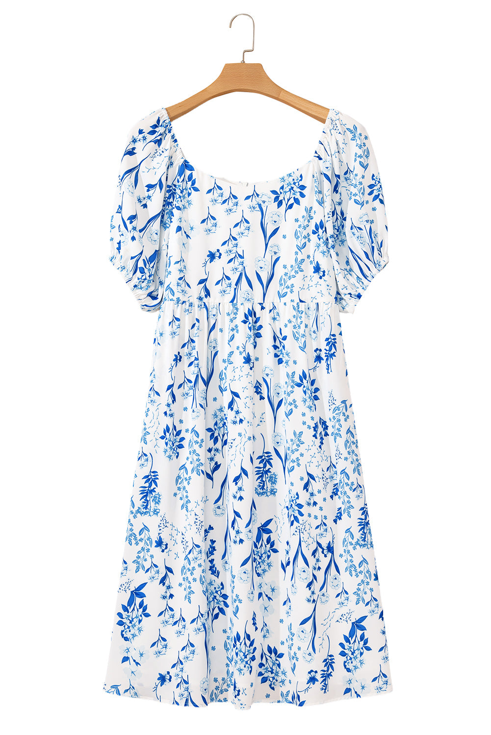 Sky Blue Floral Print Sweetheart Neck Plus Size Midi Dress Plus Size Midi Dresses JT's Designer Fashion