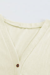 Beige Solid Color Open-Front Buttons Cardigan Sweaters & Cardigans JT's Designer Fashion