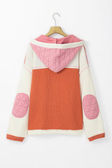 Coral Quilted Textured Patchwork Loose Fit Hooded Jacket Jackets JT's Designer Fashion