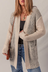 Color Block Side Pockets Open Front Cardigan Cardigans JT's Designer Fashion