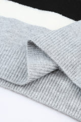 Brown Color Block Striped Ribbed Knit Sweater Sweaters JT's Designer Fashion
