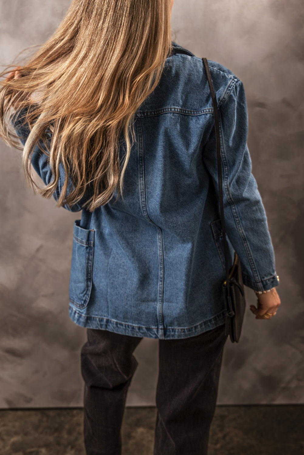 Sail Blue Side Pockets Lapel Collar Denim Jacket Denim Jackets JT's Designer Fashion
