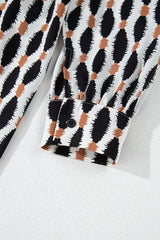 Apricot Geometric Print Collared V Neck Plus Size Mini Dress Plus Size Mini Dresses JT's Designer Fashion