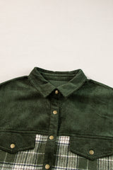 Blackish Green Snap Buttons Colorblock Plaid Shacket Plaid Shackets JT's Designer Fashion