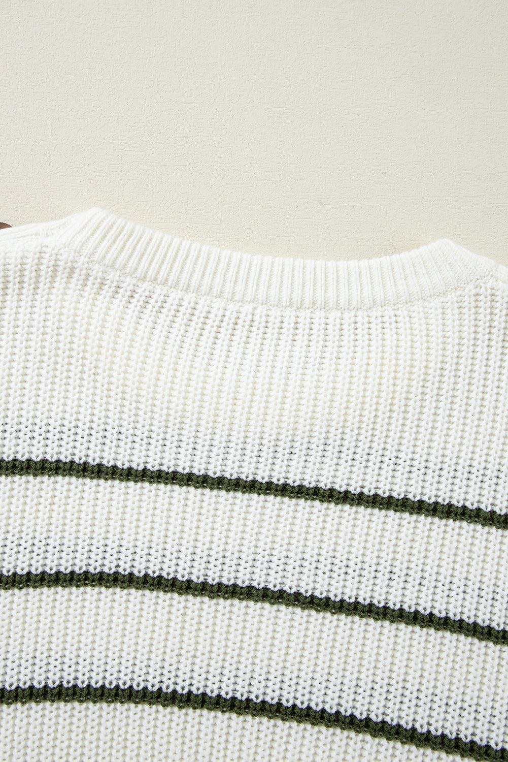 Green Color Block Striped Buttoned Shoulder Split Sweater Sweaters JT's Designer Fashion