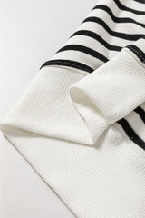 Black Stripe Raglan Sleeve Side Slits Loose Sweatshirt Sweatshirts & Hoodies JT's Designer Fashion