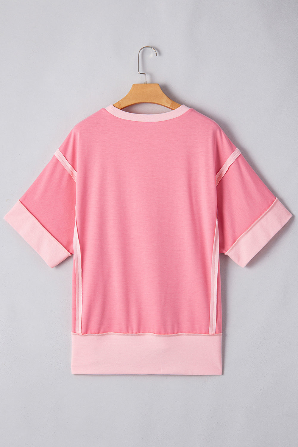 Peach Blossom Raw Seam Mix Texture Patchwork Rodeo Graphic Tee Graphic Tees JT's Designer Fashion