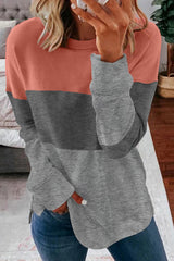 Colorblock Gray Contrast Stitching Sweatshirt with Slits Sweatshirts & Hoodies JT's Designer Fashion