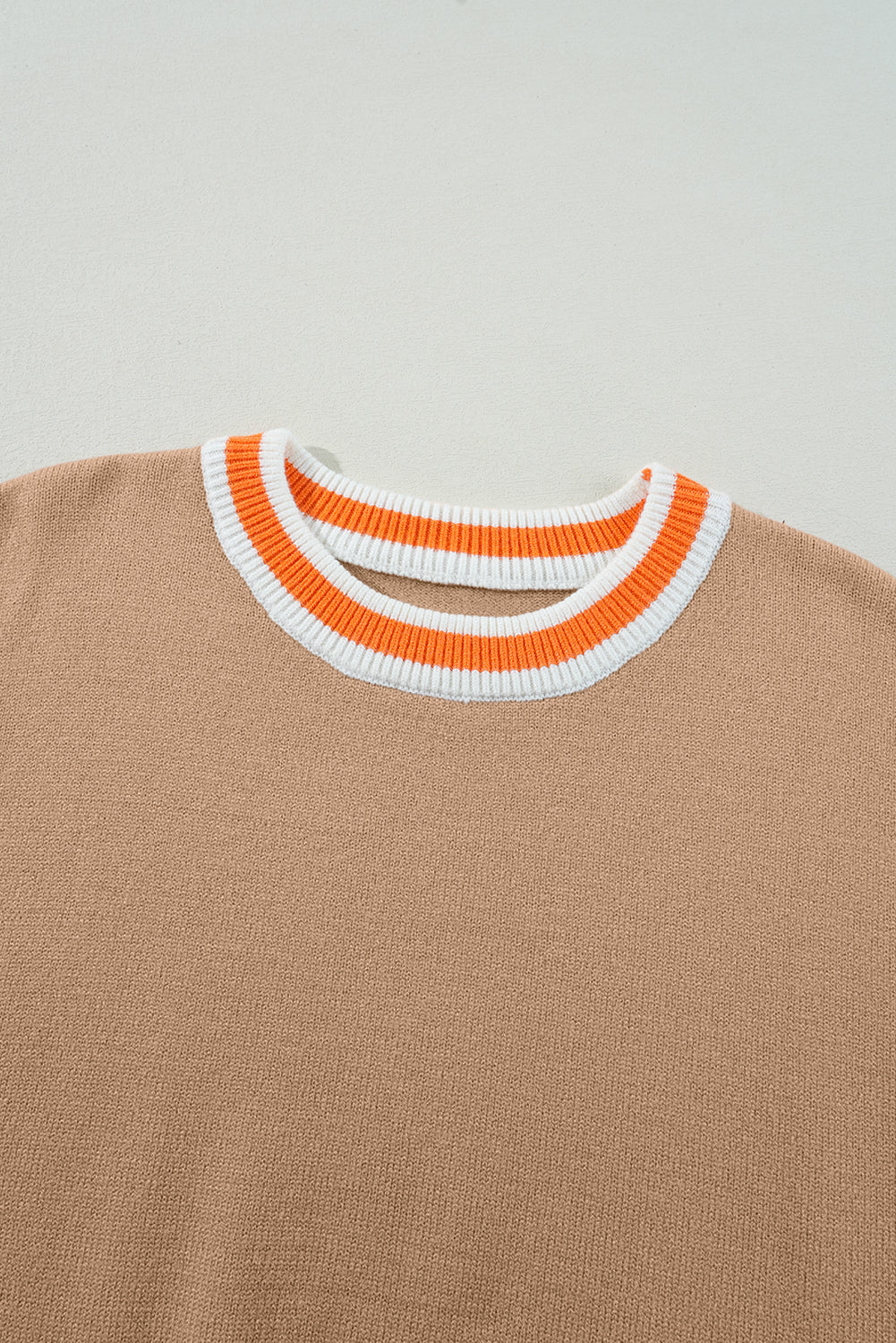 Parchment Colorblock Striped Trim Drop Shoulder Sweater Sweaters JT's Designer Fashion