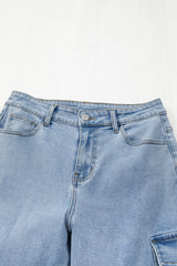Beau Blue Bowknot Decor Boyfriend Cargo Jeans Jeans JT's Designer Fashion