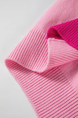Bonbon Three Tone Contrast Round Neck Loose Sweater Sweaters JT's Designer Fashion