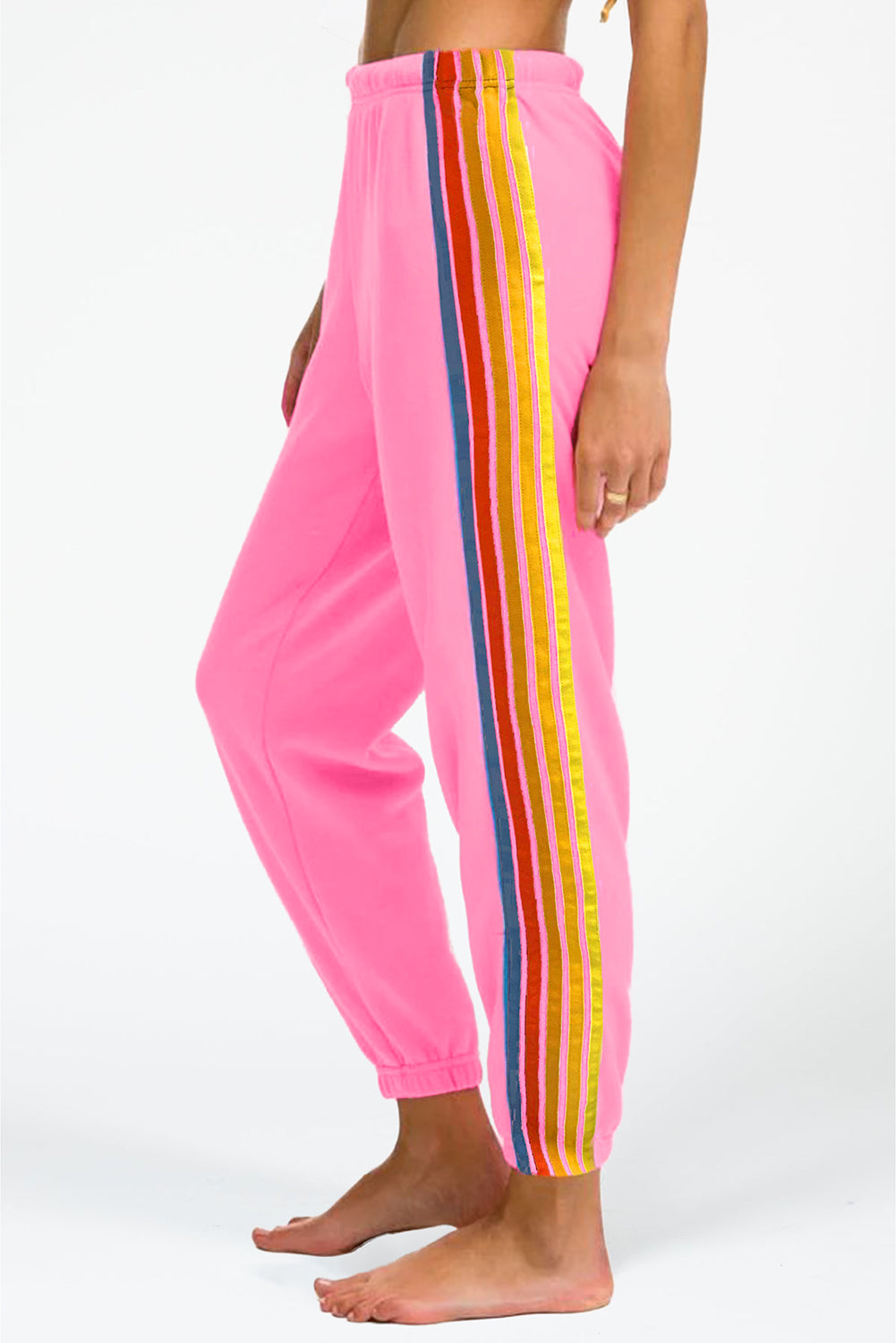 Pink Counting Rainbows High Waist Sweatpants Pants & Culotte JT's Designer Fashion
