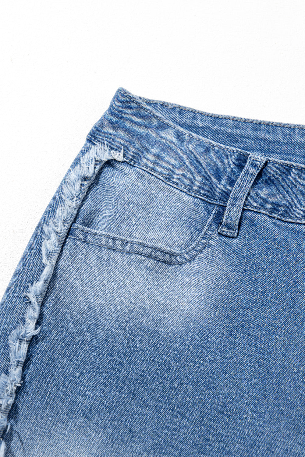 Beau Blue Vintage Stitching Raw Hem Flared Jeans Jeans JT's Designer Fashion