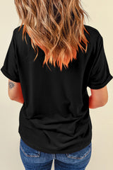 Black So Very Thankful Heart Printed Crewneck Thanksgiving T Shirt Graphic Tees JT's Designer Fashion