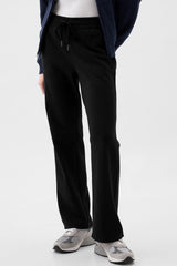Black Solid Color Fleece Lined Drawstring Waist Casual Pants Pants & Culotte JT's Designer Fashion