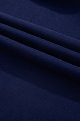 Navy Blue Solid O Neck High Low Hem Pullover Sweatshirt Sweatshirts & Hoodies JT's Designer Fashion