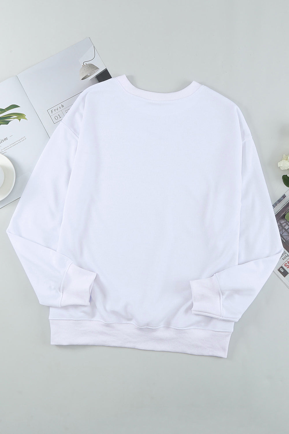 Beige Sequin Cheetah O Neck Drop Shoulder Sweatshirt Graphic Sweatshirts JT's Designer Fashion
