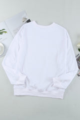 Beige Sequin Cheetah O Neck Drop Shoulder Sweatshirt Graphic Sweatshirts JT's Designer Fashion