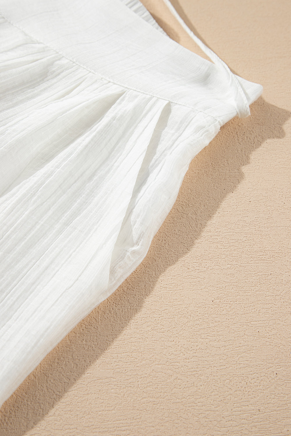 White Casual Tie Waist Pleated Wide Leg Pants Pants & Culotte JT's Designer Fashion
