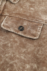 Khaki Vintage Distressed Mineral Wash Oversized Shacket Jackets JT's Designer Fashion