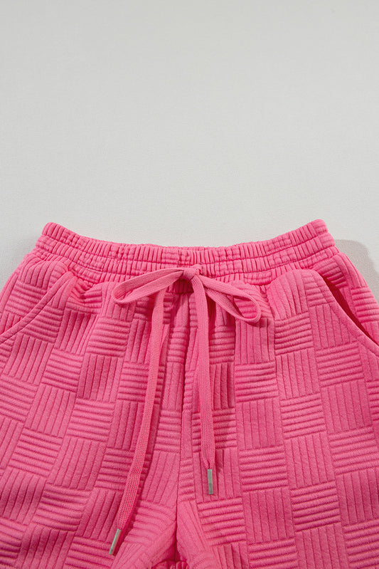Bonbon Textured Ruffled Sleeve Tee and Drawstring Elastic Waistband Shorts Set Short Sets JT's Designer Fashion