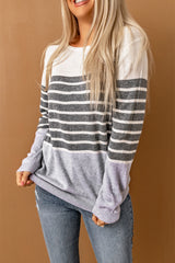 Gray Striped Colorblock Sweater Sweaters & Cardigans JT's Designer Fashion