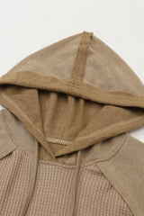Khaki Waffled Expose Seam Drawstring Hoodie Sweatshirts & Hoodies JT's Designer Fashion